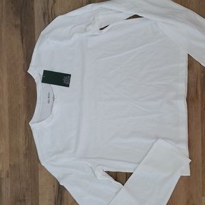 WILD FABLE WHITE BOXY CROP LONG SLEEVE TEE - MEDIUM